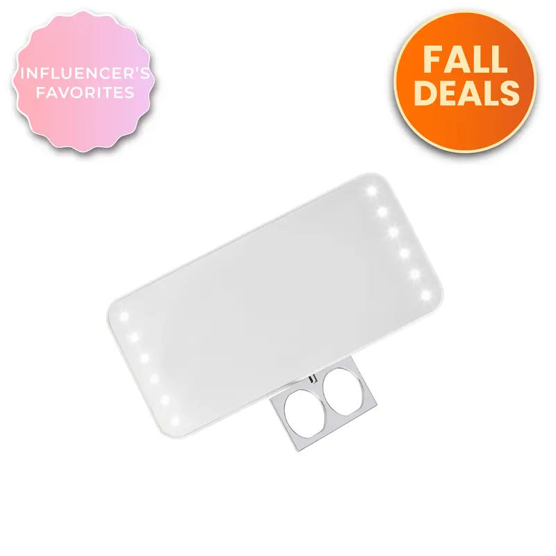 RIKI CUTIE Compact LED Pocket Mirror with Retractable Ring and 3 Dimming Stages for Daily On-the-Go Makeup