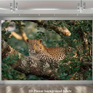 1pc 2D Flat Leopard Tapestry - Polyester Fabric Jungle Safari Decor with Brown Spots, No Electricity Needed, for Living Room Home Decoration, Wildlife Textile Wall Hanging