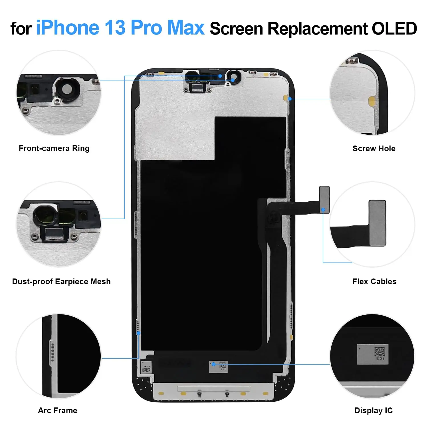 for iPhone 13 PRO MAX Screen Replacement OLED 6.7 Inch 3D Touch Display For A2641 A2643 A2484 A2644 A2645. Full Repair Tool kit.