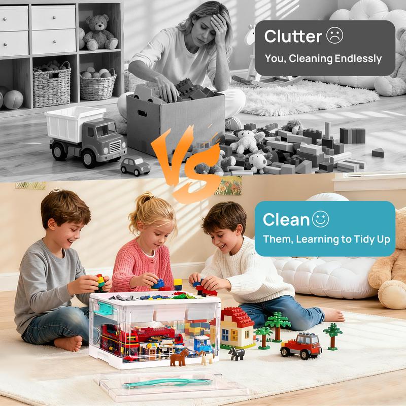 2 Pack  Clear Plastic Craft Organizers and Storage Box with Removable Trays and Dividers, Art Supply Organizers and Storage, Ideal Containers for Coloring Books, Toys, Craft Supplies, Medicine, New Year Gift