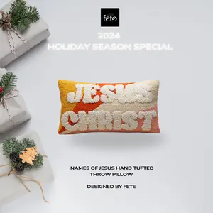 Fete Names of Jesus - Hand Tufted Throw Pillow - Jesus Christ - 2 Peter 1:6