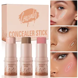 Multi-Use Three-Piece Makeup Stick Set, Instant Age Rewind Eraser Dark Circles Treatment Concealer, Long-Lasting Waterproof Formula, Smooth Application, Natural Look, Daily Use