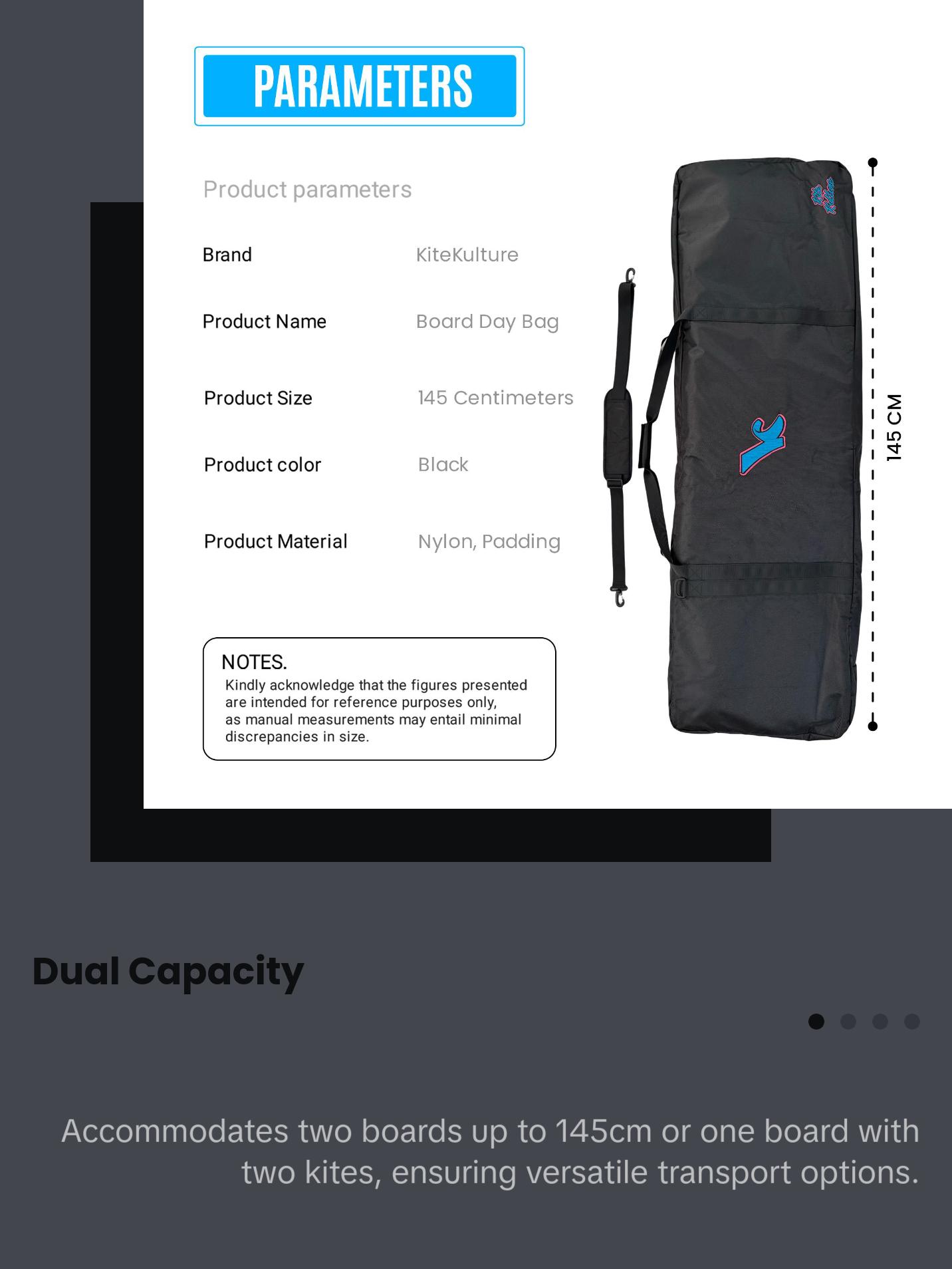 Kite Kulture Two Board Bag – Durable, Padded Kiteboard Bag for Two Boards up to 145cm