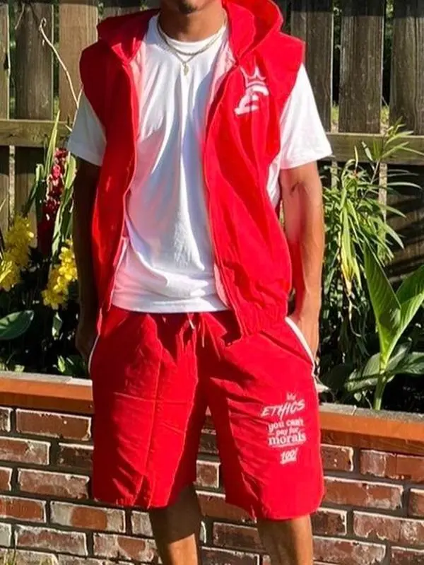 Sleeveless Short Set "You can't pay for morals" Jacket + Shorts