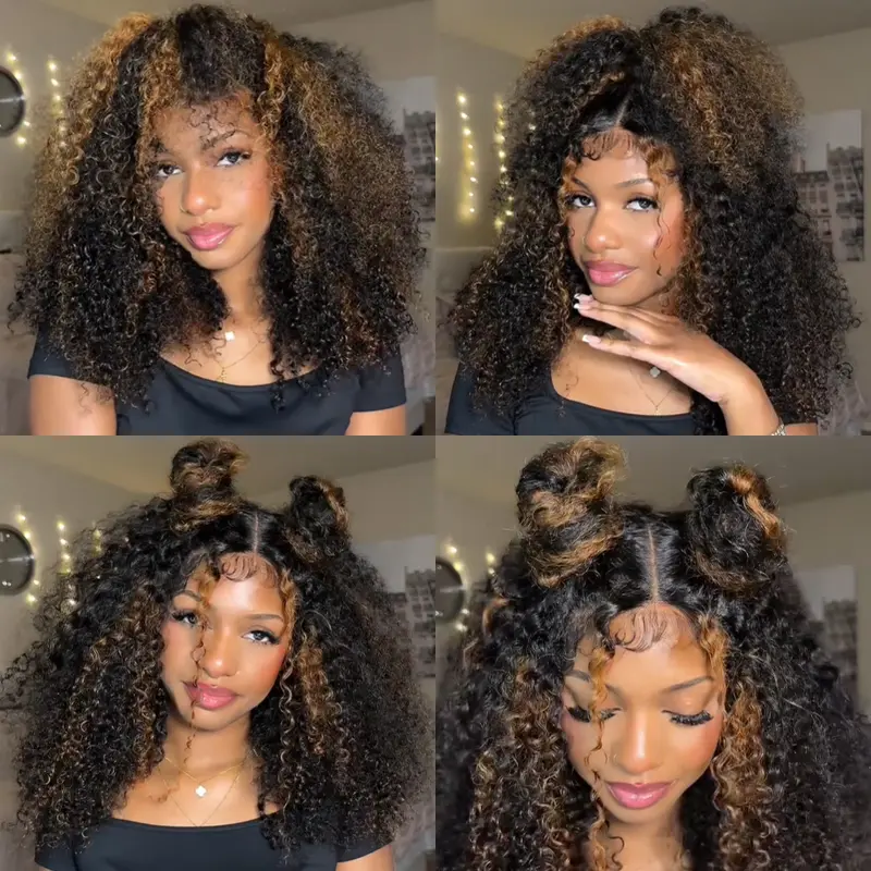 【Upgraded 7x6 Lace】SPOU HAIR Ready To Go 1B/30 Color Kinky Curly Short Bob Human Hair Wigs Side Part Glueless Pre Cut Lace 7*6 Lace Closure Wig Pre-plucked Natural Hairline Beginner Friendly #TikTokShopHolidayHaul#springfresh#TikTokShopJumpstartSale