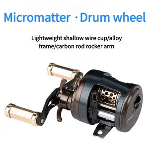 Haibao JKS BFS Micro Baitcast Reel All-Metal Ultralight Shallow Spool Long Cast for Trout Bass Compact Smooth Design Lightweight Wire Cup Alloy Frame Carbon Rod Rocker Arm Fishing Gear