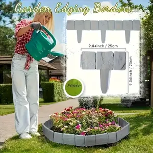 20 Piece Faux Stone Plastic Garden Border Fence, Flower Bed Frame, Yard Decoration, Suitable for Garden Art and Ornamental Fence Decor, Garden Accessories