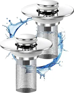 "Catcher, Universal Pop Up Sink Drain Filter with Stainless Steel Filter Basket, Bathroom Sink Drain Strainer"