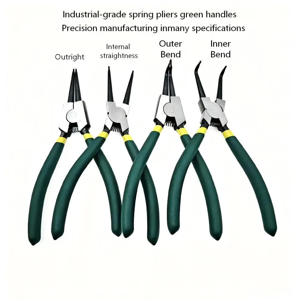 Card spring pliers set dual-use elbow straight head spring pliers with inner and outer bends, manual multi specification pliers