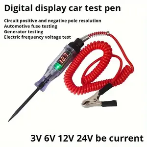 Versatile Automotive Circuit Tester Pen, Digital Display, Long Probe for Cars, Trucks & Boats, 6v-24v Dc Voltage, Essential Tool
