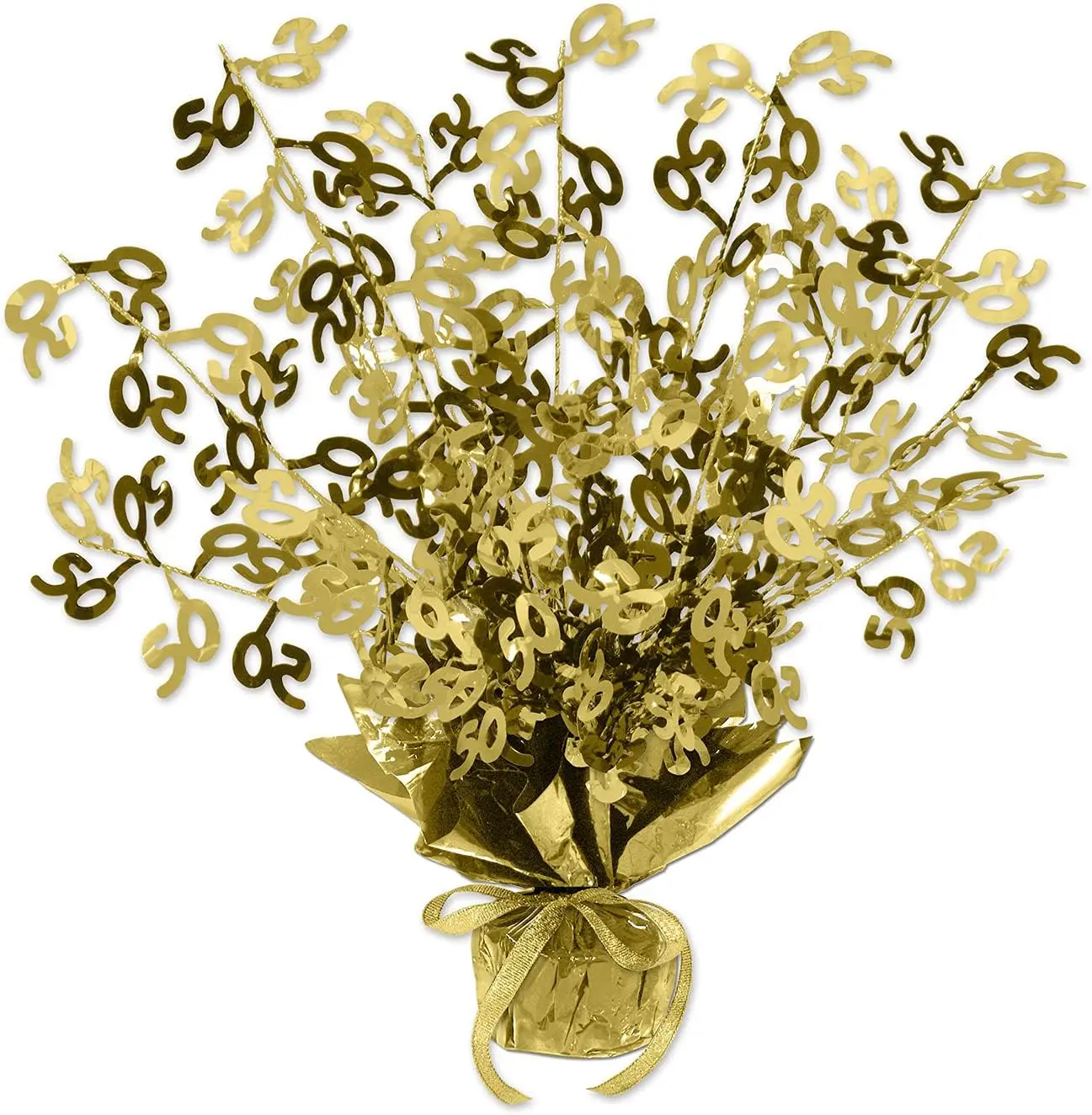 15-Inch Tall Metallic Gold Gleam 'N Burst Plastic Standing Centerpiece Ornaments (50-Pack) - Durable, Long-Lasting Reusable Decoration for Special Milestones, Festive Tabletop Displays (1 Centerpiece Option), 15 Inches Tall, Traditional