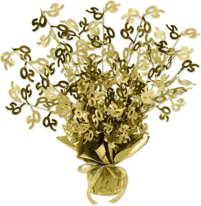 Gold 50 Gleam 'N Burst Centerpiece 15-Inch for 50th Birthdays Anniversaries Special Milestones Durable Reusable Party Decor
