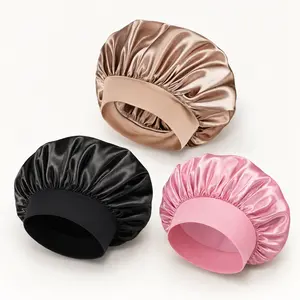 Silk Satin Sleep Bonnet Set for Women Soft Elastic Band Hair Wrap Night Cap for Curly Natural Wavy Hair Frizz Protection
