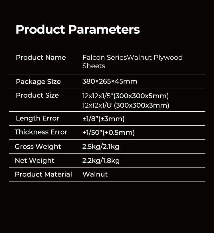Creality 12*12*1/8'' Walnut Plywood Sheets - 10pcs