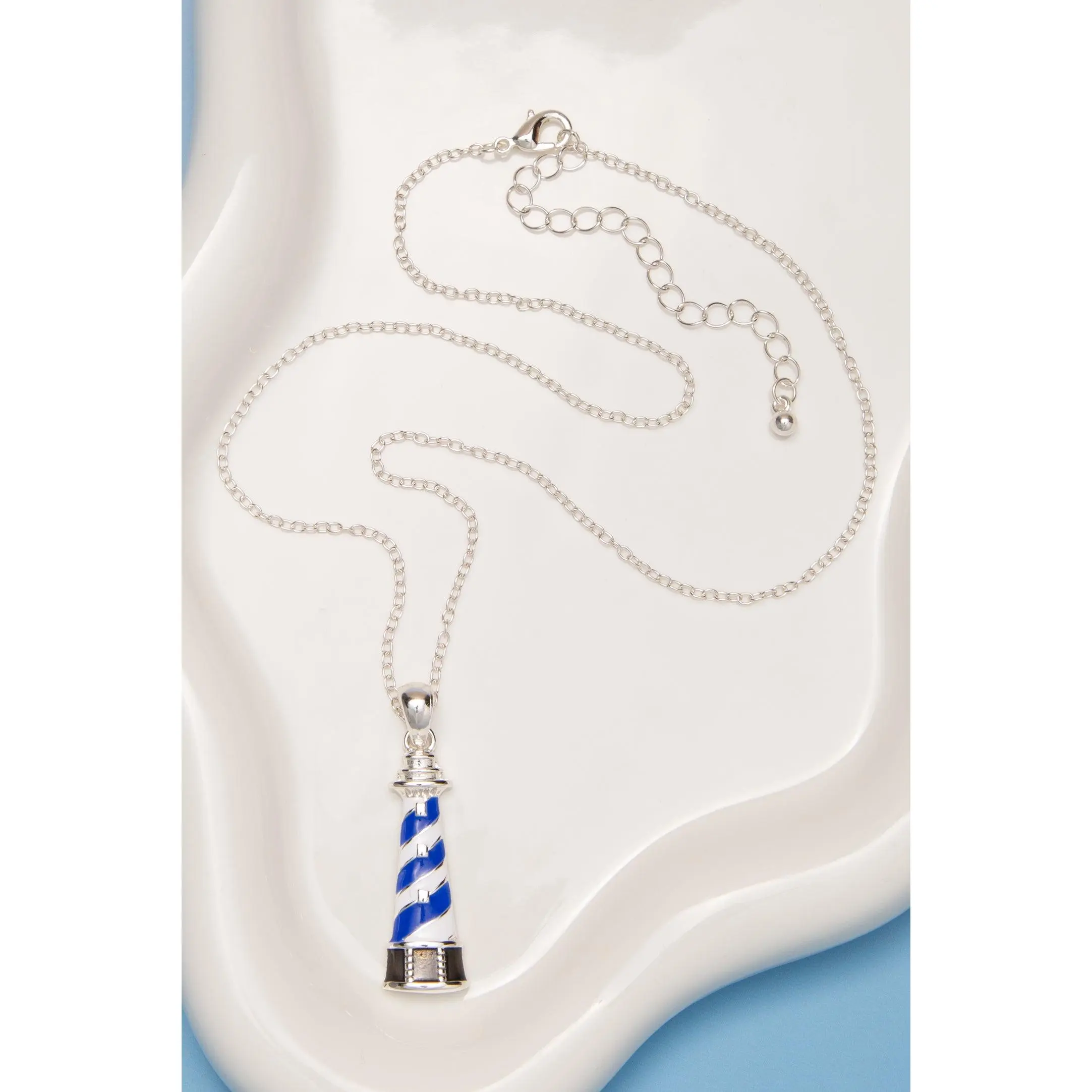 Annie Polished Epoxy Beach Lighthouse Pendant Necklace