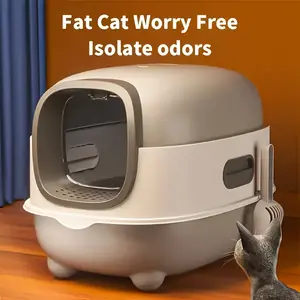 A Spacious Litter Box for Cats That Is Completely Covered, Prevents Spills, Convenient to Store And Set Up, Can Accommodate Cat Litter, Comes with A Scoop, And Is Easy to Clean - Ideal for Small to Medium Cats