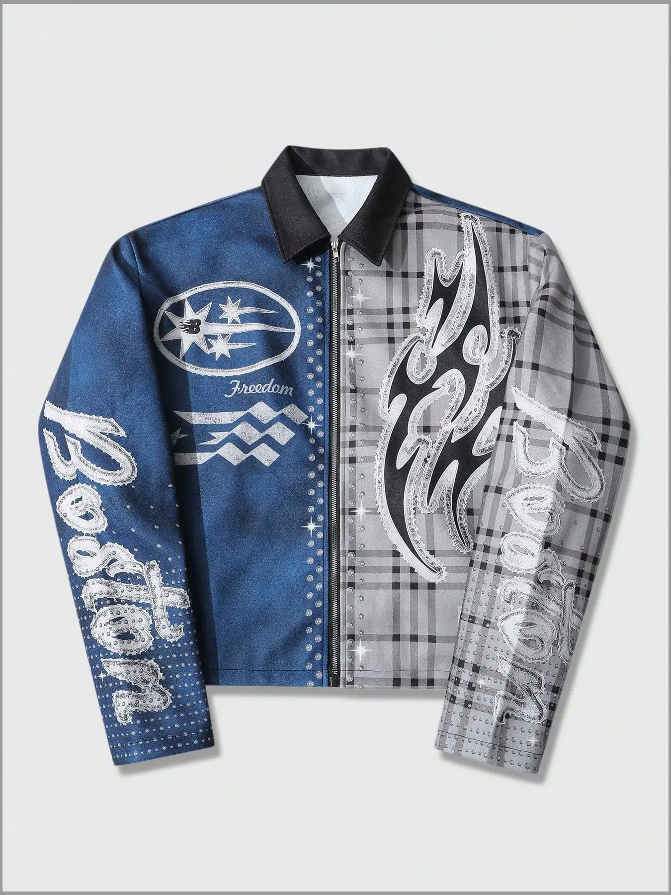 Opium Aesthetic Black & White Contrast Jacket | Cyber Y2K Star