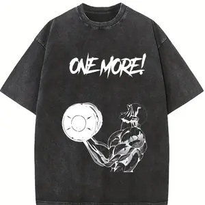 valentine shirts Jack Hanma “One More!” Gym Shirt, Baki Anime Oversized Muscle Fit Tee, Acid Washed Cotton Workout Top, Double Printed Streetwear T-Shirt, Soft Athletic Vintage Graphic Tee, Anime Gymwear for Otaku & Fighters