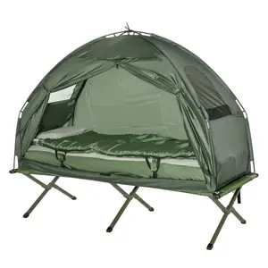 [SOIYELIFE] 3-in-1 All Seasons Camping Cot Set - Elevated Tent, Self-Inflating Mattress & Detachable Sleeping Bag, Portable for Outdoor Hiking, Beach & Backyard Outdoor use