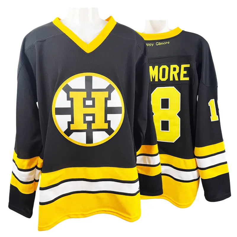 #18 Boston Hockey Jersey, Unisex 90s Vintage Movie Replica, Stitched V-Neck Top in Moisture-Wick Breathable Mesh, Casual Plus Size 3XL, Premium Quality, Polyester Clothes