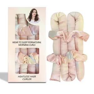 Satin Heatless Curlers Set – Heatless Curls Overnight with 39" Hair Curler & 2 Satin Scrunchies – a lazy person's sponge curling iron, no-iron long updo styling tool.