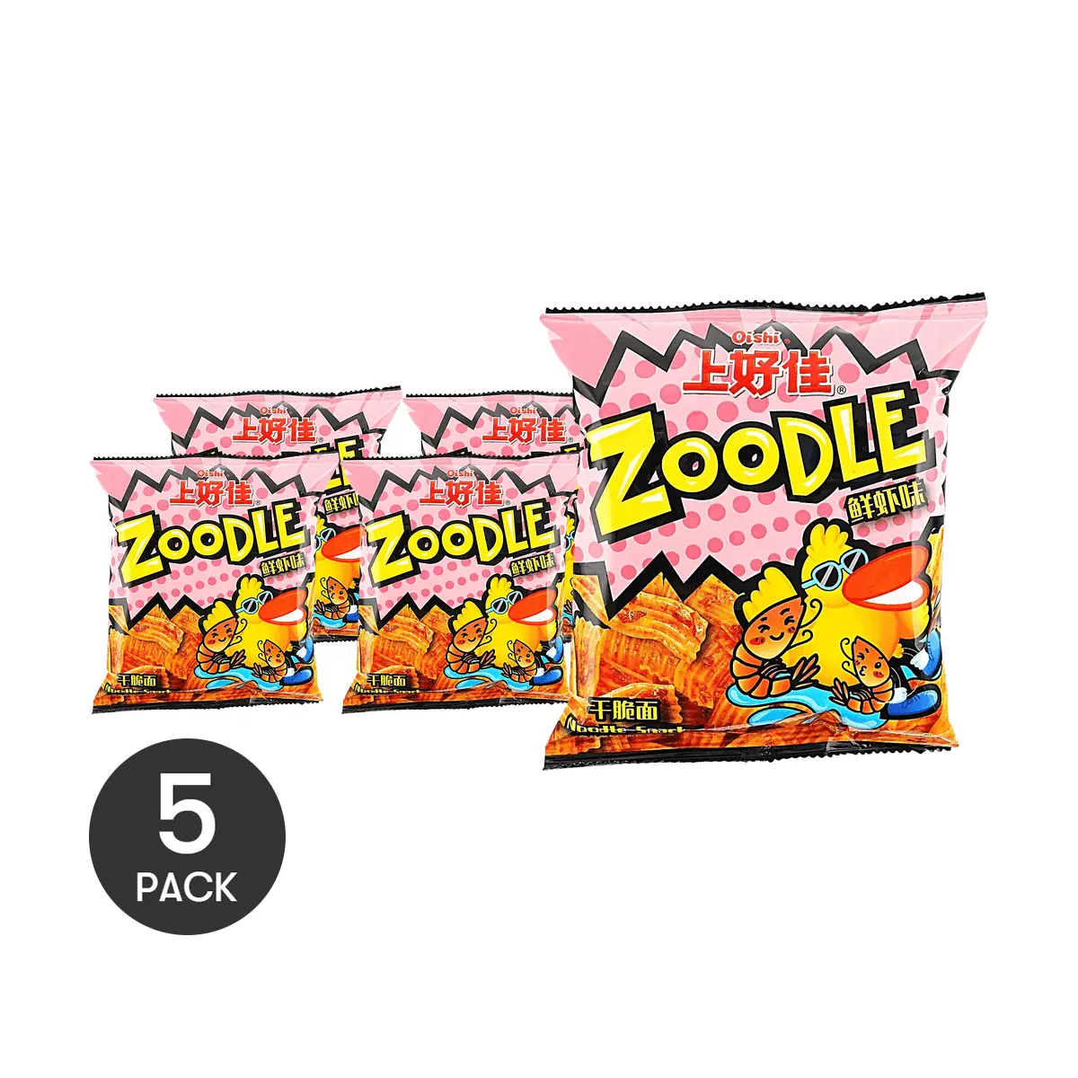 5 Pack OISHI Crispy Noodle Snack Shrimp Flavor 1.59 oz Each - Vietnamese Dry Noodle, Quick Snack