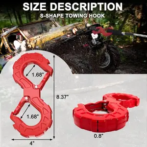 Heavy-Duty Forged S-Type Winch Hook, Dual Recovery Shackle with Anti-Slip Lock, 4x4 Off-Road Towing Hook for Truck/SUV/Jeep