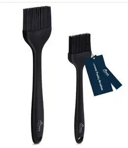 600℉ Heat Resistant Basting Brushes BPA Free Silicone Pastry Brush for BBQ Grill Baking Kitchen Cooking Dishwasher Safe Black 2-Pack