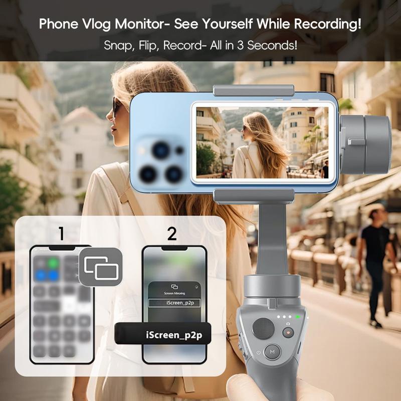 [DealsForYouDays]SummerWins Rolosar Magnetic Phone Selfie Monitor Screen, Wireless Back Camera Selfie Monitor,Compatible with iPhone and Android,Rear-Facing Camera for Live Streaming, Selfies, and Vlogs,Lightweight and compact