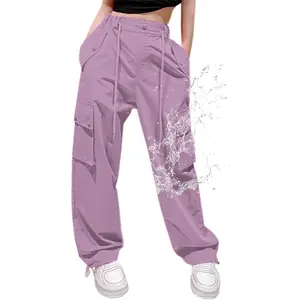Cargo Pants Girls & Women Parachute Pants Y2K Baggy Rave Clothes Waterproof with Pockets, 6 Years - 3XL
