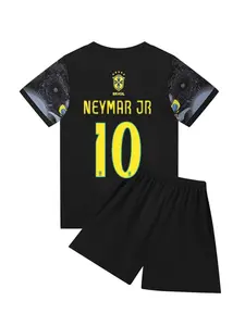 Sports Set, Breathable Shirt, Christmas Gift for Kids, Football Fan Jersey, Neymar Jr Training Clothes, Sports Tops, Casual Short Sleeve and Shorts