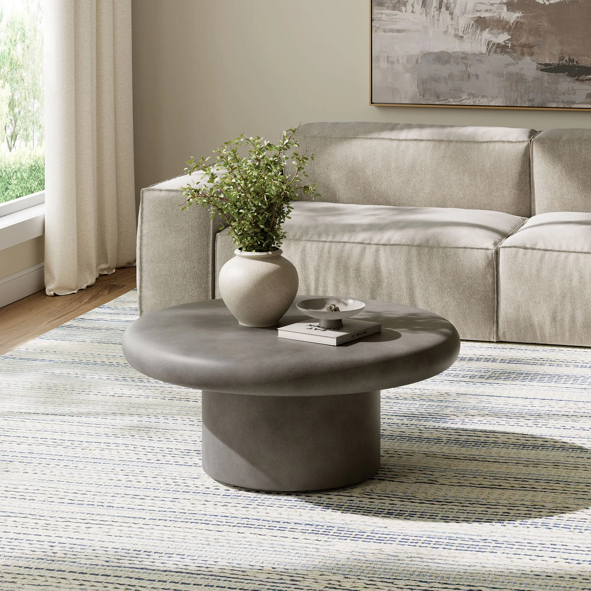Argos Indoor - Outdoor Patio Concrete Round Coffee Table in Gray
