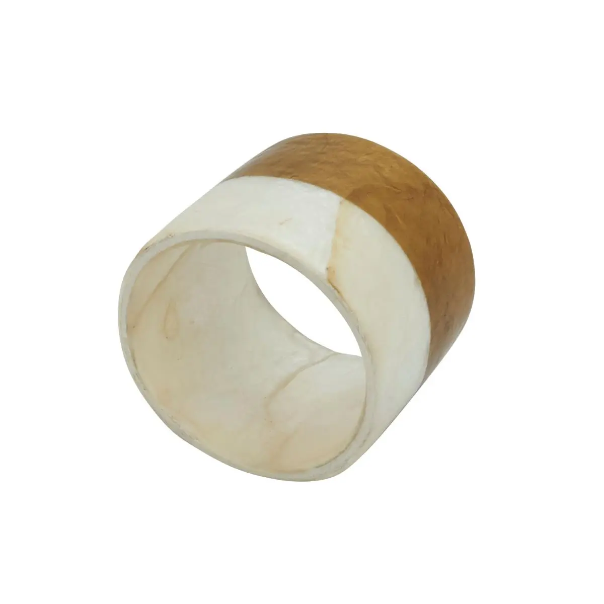 Saro Lifestyle NR195.GL Stylish Round Capiz Shell Napkin Rings - 1.5 in., Gold, 4-Piece Kitchen Table Decor Accessory, for Dining Table Styling