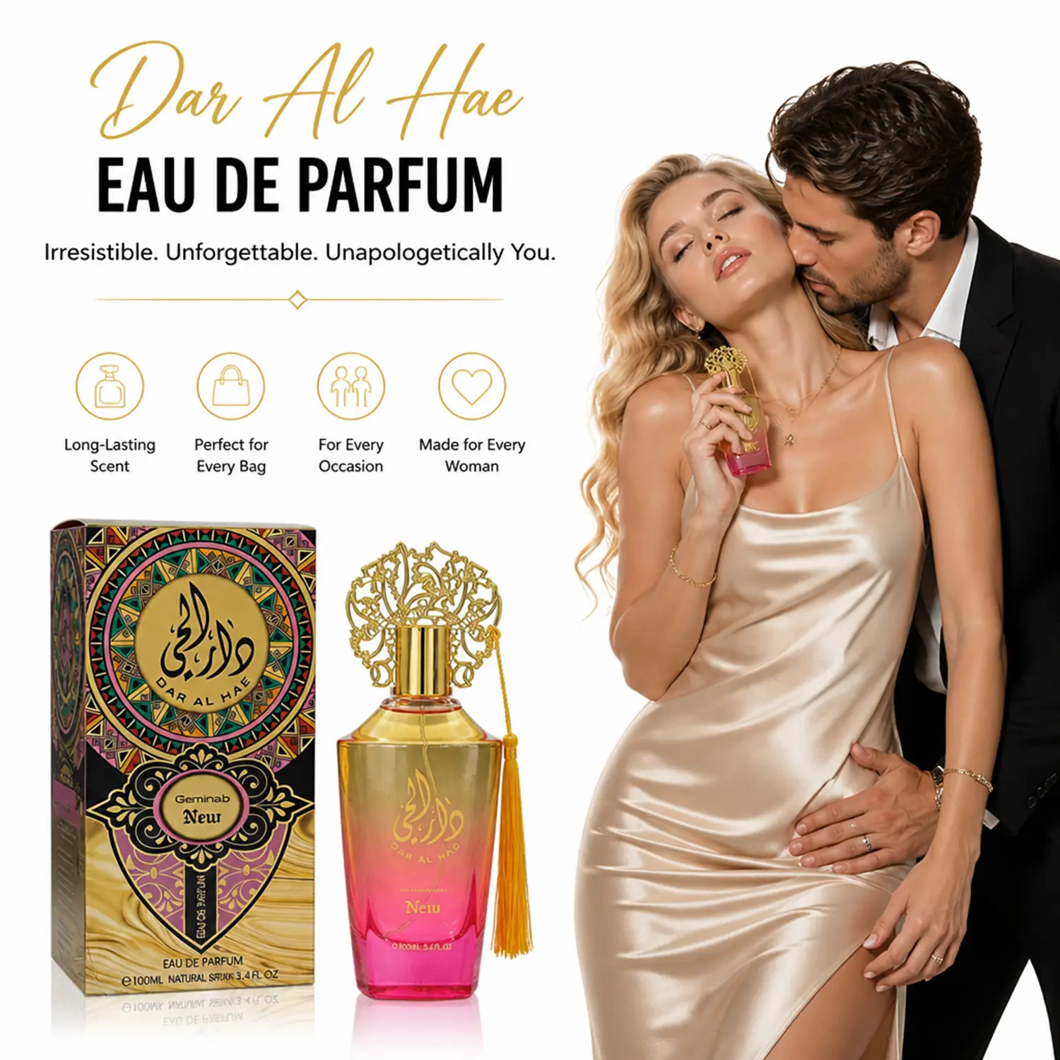 Women's Pheromone EDP, Long-Lasting Luxurious Middle Eastern-inspired Scent, Arabian Fragrance, Designed to Make Him Obsessed, Share a Wild & Wonderful Night, Perfect Valentine's Day, Anniversary & New Year's Eve Gift.100ML/3.4FL.OZ