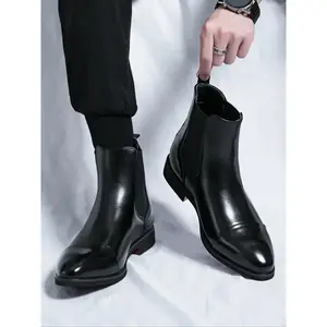 Work Boots for Men, Fashionable Solid Color Chelsea Boots, Kitten Heel Boots, Casual Comfortable Breathable Boots for Daily Wear, Fashion Shoes for Party, Daily Clothing Decor(Sheet)