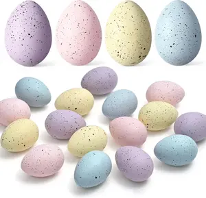 16 Pcs Easter Eggs, Plastic Easter Decorations, Speckled Easter Table Decor, Easter Centerpiece Table Decorations for Indoor Outdoor Home Vase Filler Basket Spring Party DIY
