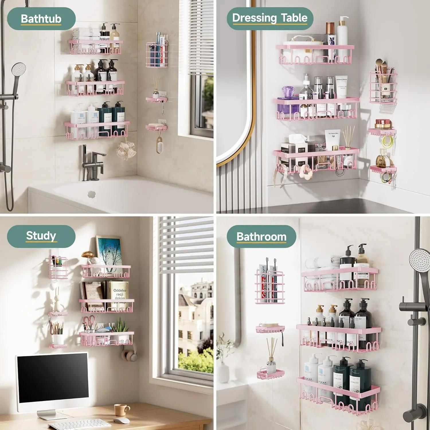 Modern Adhesive Wall-Mounted Corner Shower Organizer Shelves 5-Pack - Rust-Resistant, No-Drill, Durable Bathroom Storage for Shampoo, Soap | Modern, Multi-Piece, Piece Set Shower Accessories for Apartments, Kitchens, Modern Shower Accessories, Multi-Piece Modern Adhesive Wall-Mounted Corner Shower Organizer Shelves 5-Pack - Rust-Resistant, No-Drill, Durable Bathroom Storage for Shampoo, Soap | Modern, Multi-Piece, Piece Set Shower Accessories for Apartments, Kitchens, Modern Shower Accessories, Multi-Piece