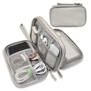 1Pcs Travel Cable Organizer Pouch Electronic Accessories Carry Case Portable Waterproof Double Layers All-in-One Storage Bag for Cord, Charger,Phone,Earphone,Travel Essentials