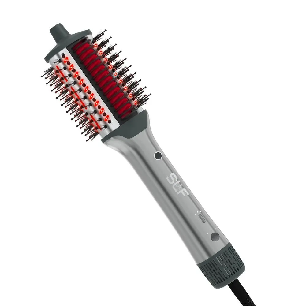 SLF 5-in-1 Red Light Therapy Ionic Dry Hair Brush & Titanium Heat Comb for Everyday Styling, Customizable Straightening Settings