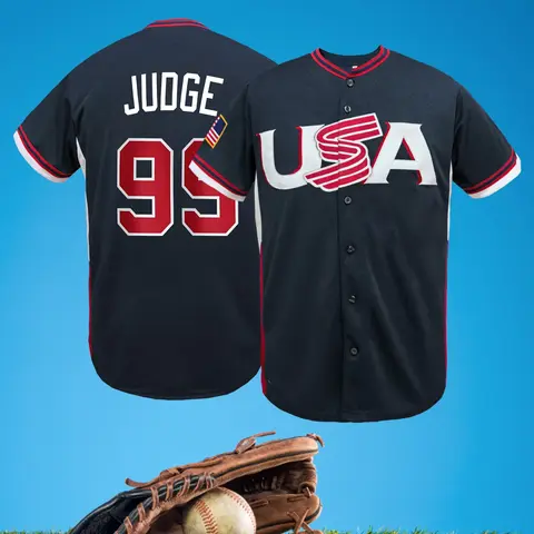 Unisex #99 USA Embroidered Baseball Jersey, Stitched Breathable Short Sleeve Athletic Top, Casual Sports Top, Classic V-Neck Button-Down Sports Shirt for Outdoor Activity Theme Party Holiday Gift Daily Use, Sports Clothing