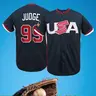 Unisex #99 USA Embroidered Baseball Jersey, Stitched Breathable Short Sleeve Athletic Top, Casual Sports Top, Classic V-Neck Button-Down Sports Shirt for Outdoor Activity Theme Party Holiday Gift Daily Use, Sports Clothing