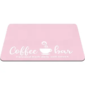 Pink 24 x 16 Inches Coffee Bar Mat Coffee Bar Accessories Kitchen Mat for Countertop Absorbent Dish Drying Mat Hide Stain Rubber Backed Coffee Pot Mat for Kitchen Under Coffee Maker