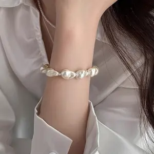 Baroque Pearl Bracelet – Irregular Freshwater Pearl Beaded Bracelet for Women