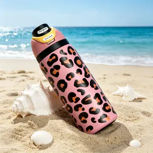 Stylish Owala FreeSip Insulated Stainless Steel Vacuum Flask with Straw, BPA-Free 32 Oz Sports Drinkware, Purple Leopard Print, Portable for Travel, Flasks fathersdaygift