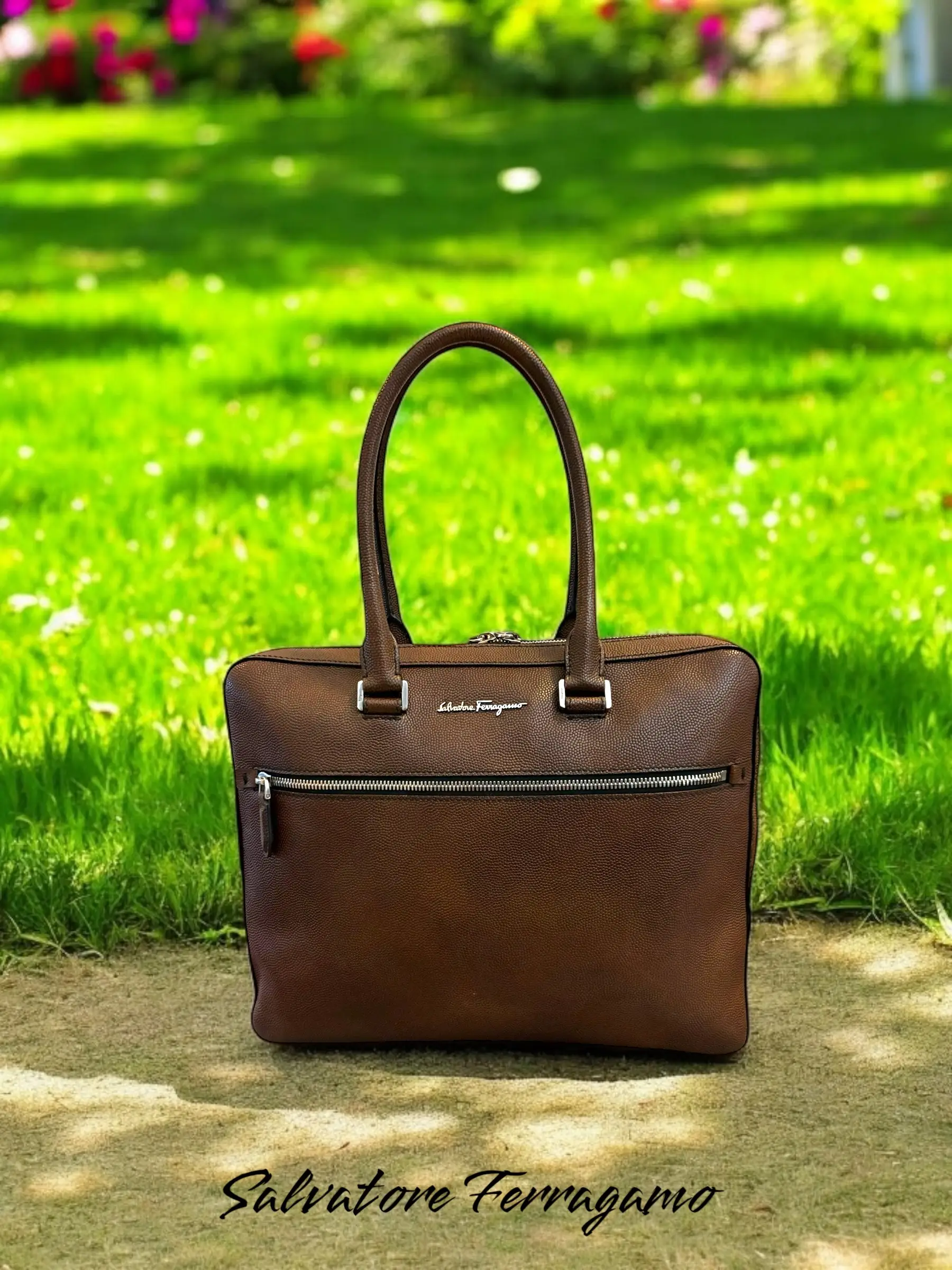 Pre-owned SALVATORE FERRAGAMO Leather professional & technology bags Grained Business Briefcase