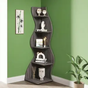 5-Tier Wavy Corner Bookshelf