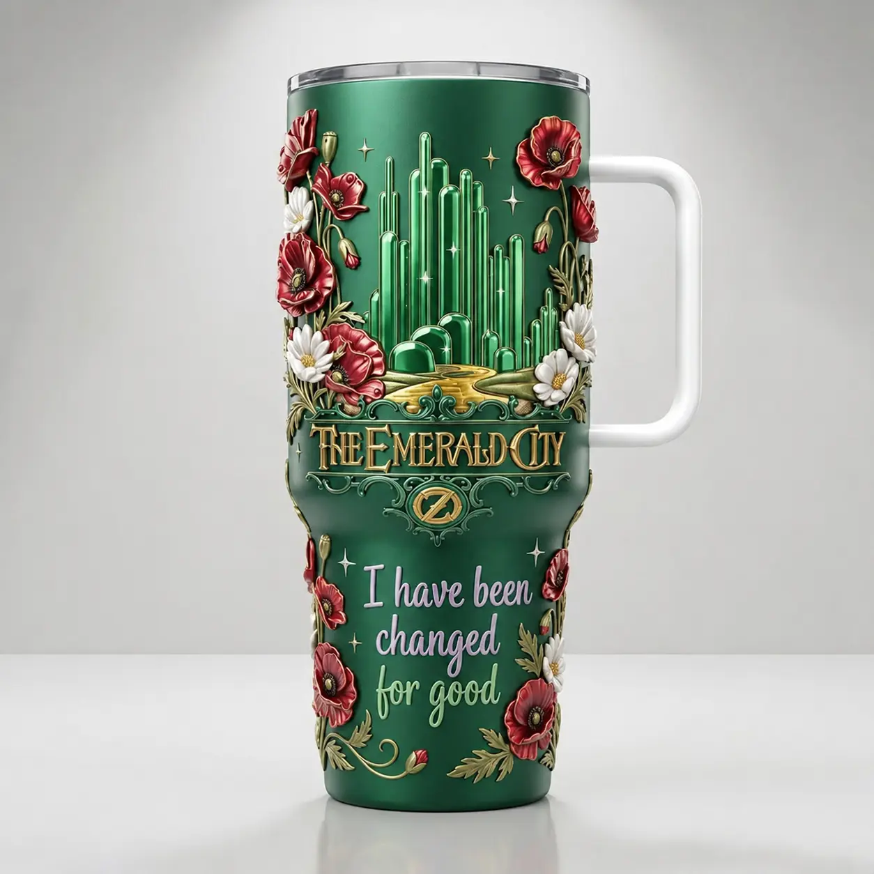Wicked The Emerald City 40oz Tumbler with Handle, I Have Been Changed for Good Travel Mug, Wizard of Oz Gift Cup