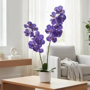 Garvee Faux Phalaenopsis Orchid Tree 31.5 Inch, Purple Artificial Silk Flower Plant in Pot for Indoor Home Office Decor Wedding Centerpiece