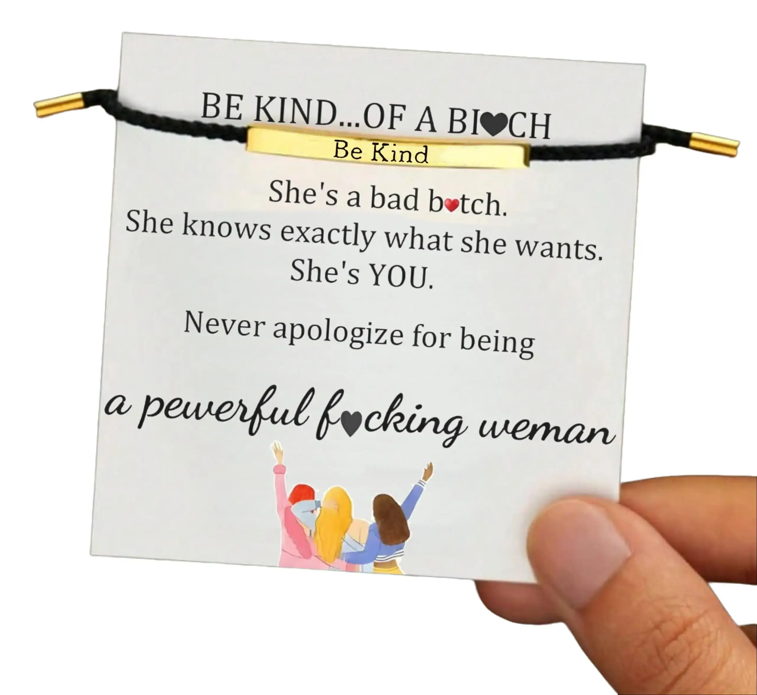 Be Kind Of A Bitch Slogan Bracelet, Adjustable Stainless Steel Hidden Message Bracelet, Inspirational Friendship Fashion Jewelry Gift For Best Friend Powerful Bff bracelet stack