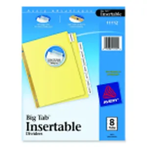 Avery Worksaver Big Tab Paper Gold Reinforced Insertable Divider - 8-Tab, Buff & Clear